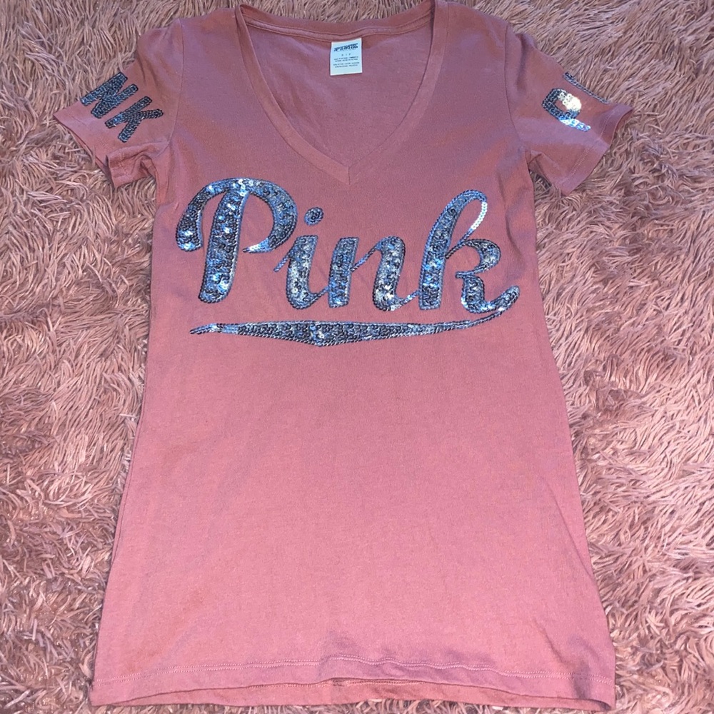 Pink sparkly Vneck